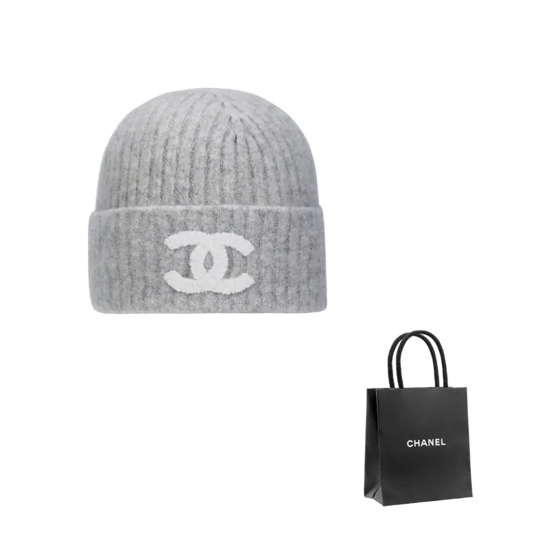 

CHANEL Кашемировая вязаная шапка унисекс серая, Gray