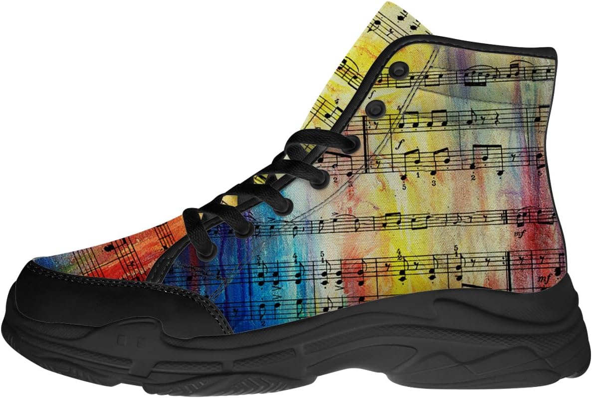 

Мужские и женские кроссовки на высокой подошве с музыкой, кроссовки на шнуровке из ткани, подарки для любителей музыки для нее и для него Generic, 3101 Colorful Music Notes