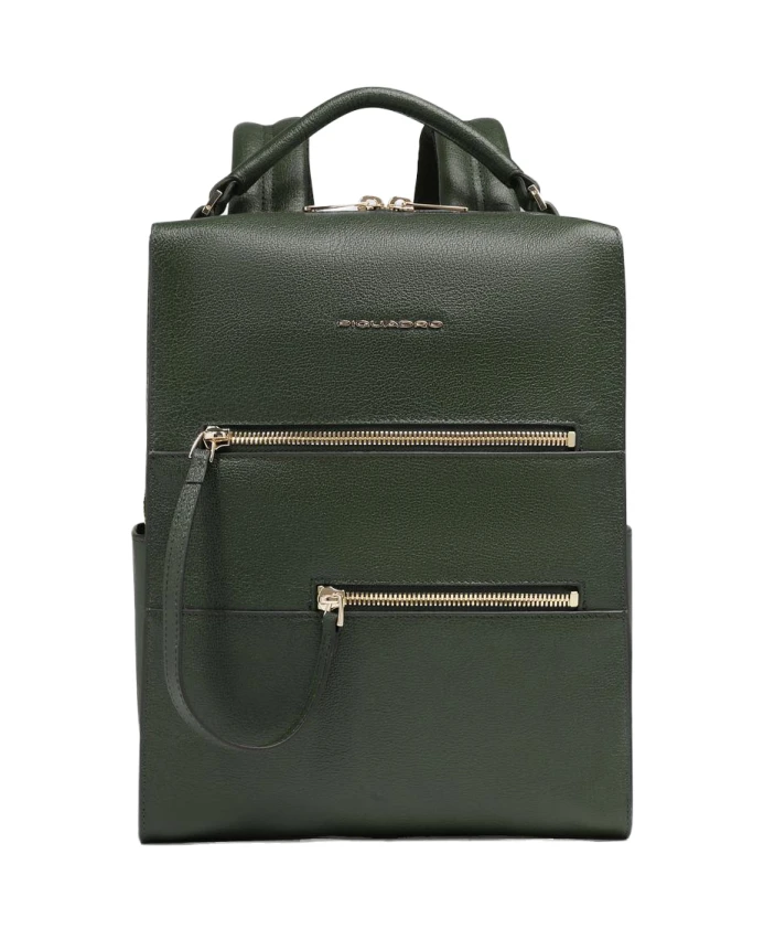 

Женский рюкзак для ноутбука с отделением для iPad, противоударной подкладкой и защитой от RFID-сканирования. Piquadro, зеленый