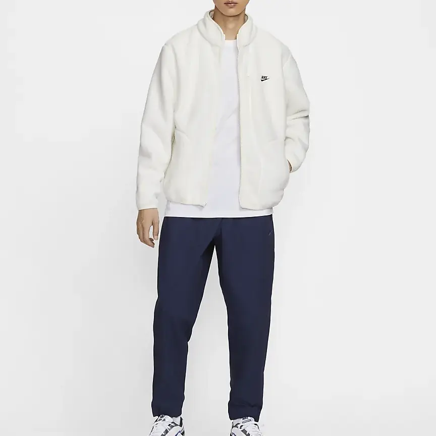 Спортивный клуб Мужская флисовая куртка Nike, Canvas White/Black — фото 3