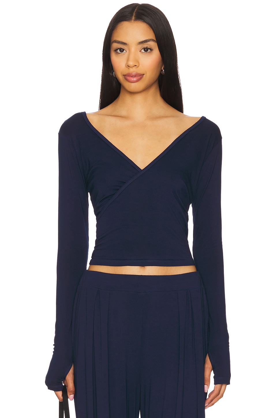 

Майка с длинными рукавами и перекрёстным лифом Aziel Michael Lauren, astral navy