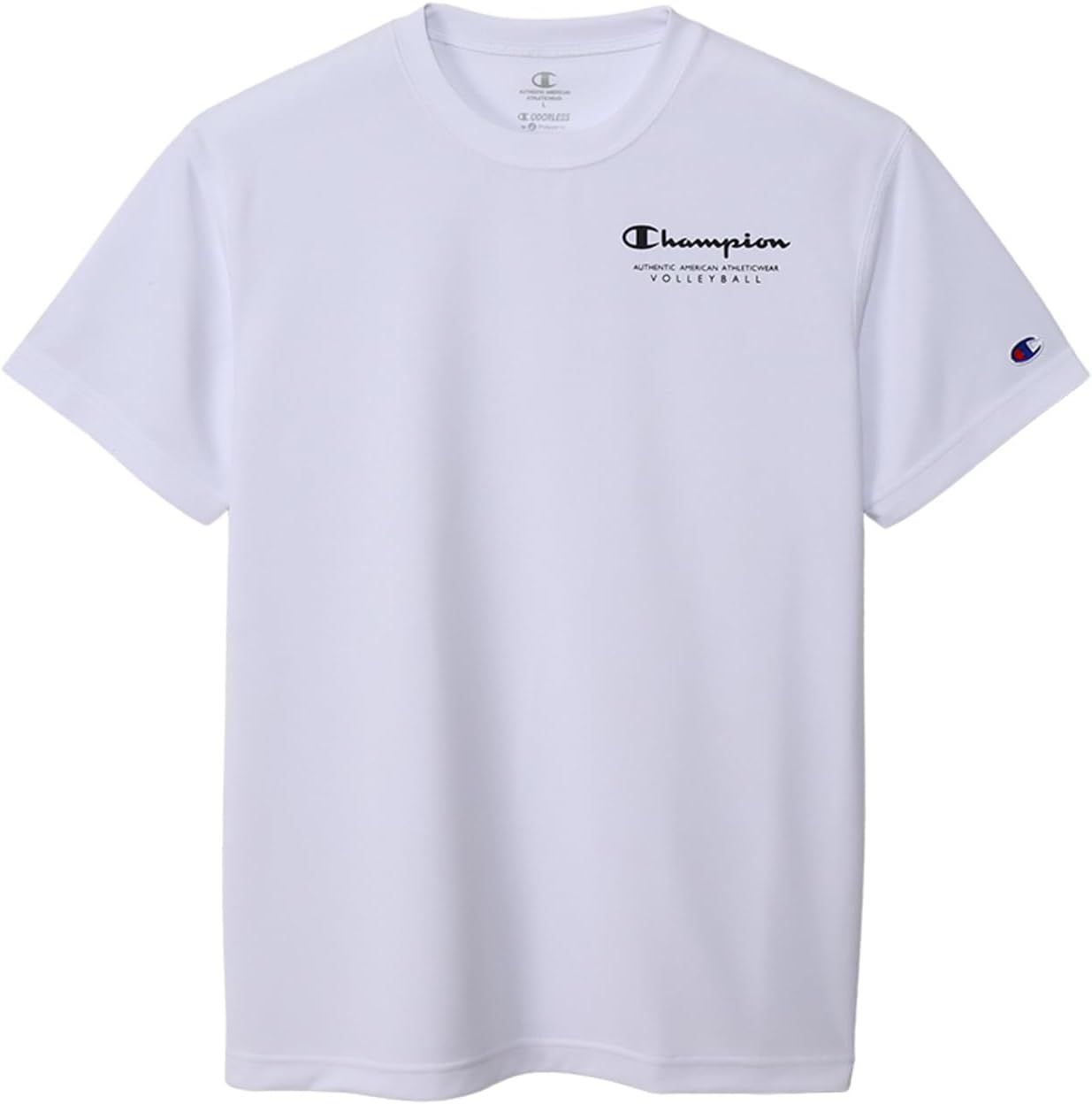 

Мужская футболка Champion C3-ZV305 с коротким рукавом, круглый вырез, антибактериальная, влагоотводящая, быстросохнущая, с логотипом, футболка с коротким рукавом, для волейбола, белый