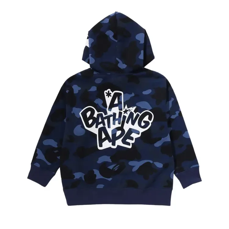 Детская толстовка BAPE Kids Color Camo Ape Head Relaxed Fit Pullover Hoodie 'Navy' — фото 2