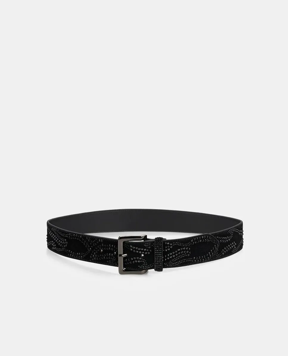 

Женский пояс с деталями из страз в виде языков пламени Alma En Pena, черный