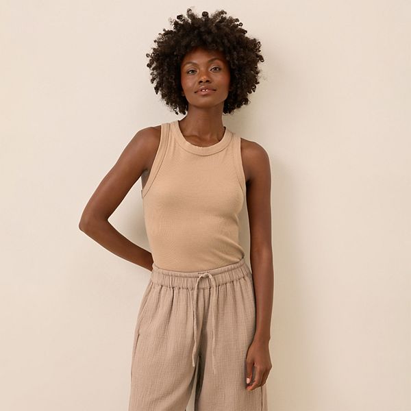 

Топ Perfect rib с вырезом лодочкой Pact, Sesame