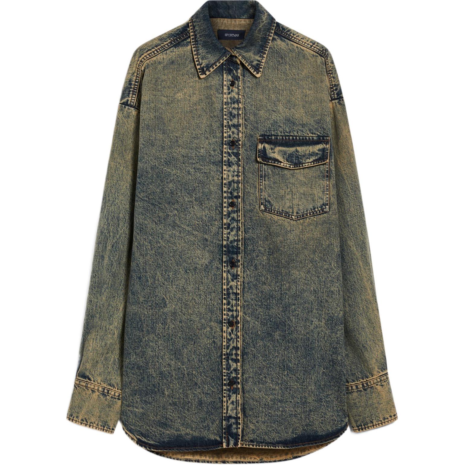 

Sportmax Женская джинсовая блузка-рубашка SportMa Targa Collection оверсайз, бежевого цвета