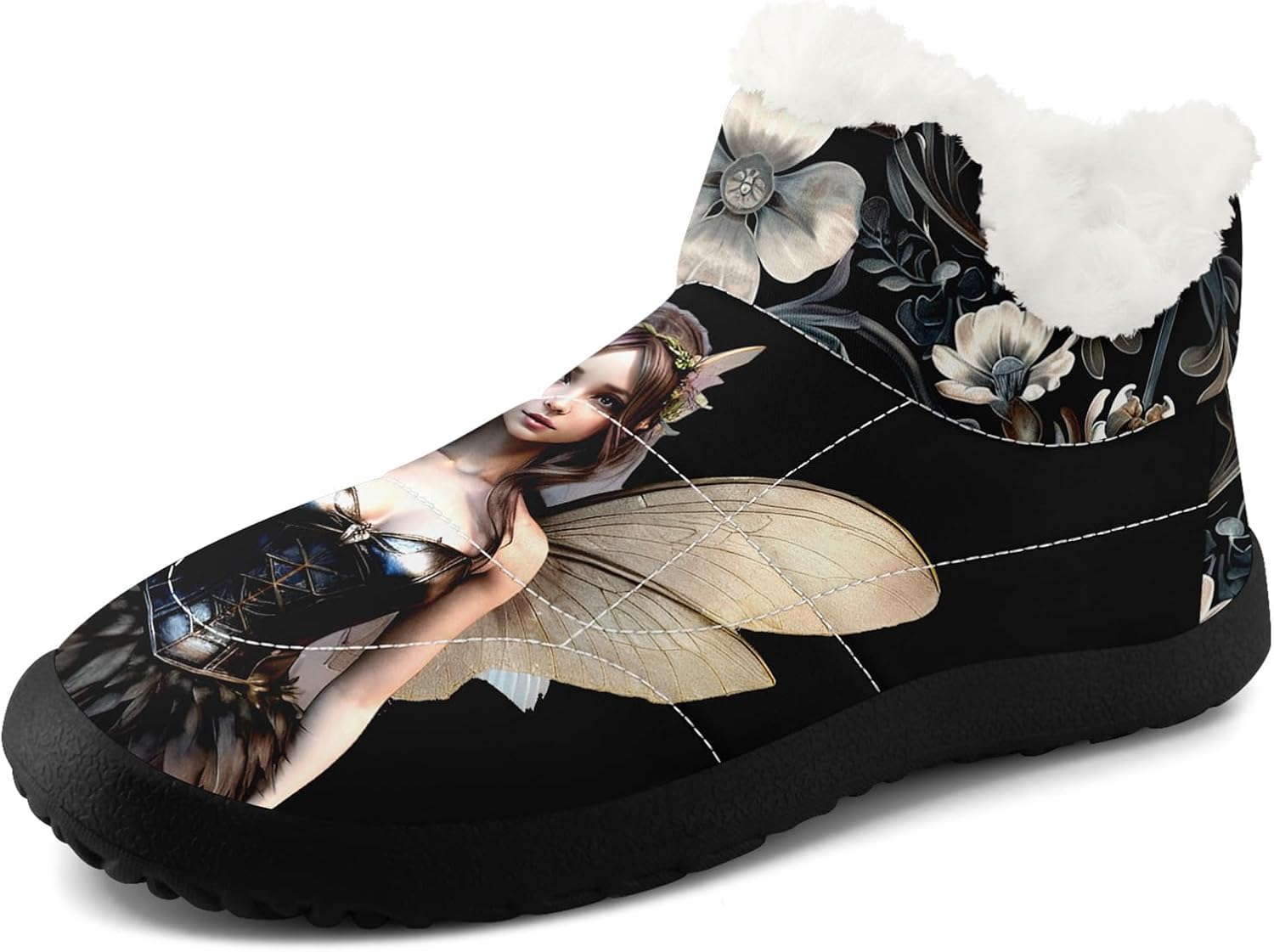 

Готические зимние ботинки для женщин и мужчин с черепами и цветочным узором, стильные и комфортные, теплые ботильоны, с мягкой искусственной меховой подкладкой, снегоступы Awsole, белый/черный/серый/бежевый