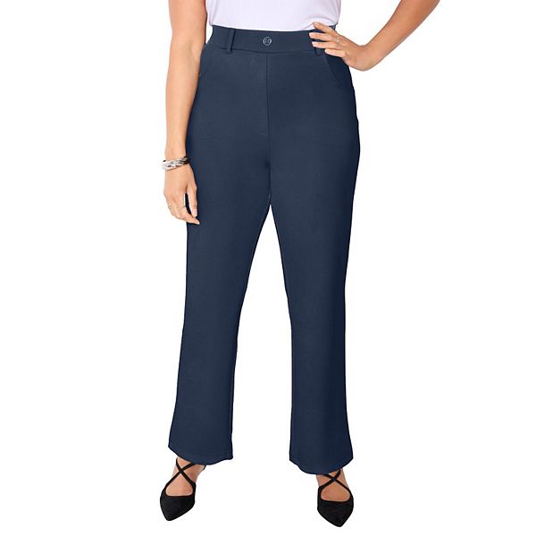 

Женские брюки прямого кроя plus size petite из понте Catherines, Navy