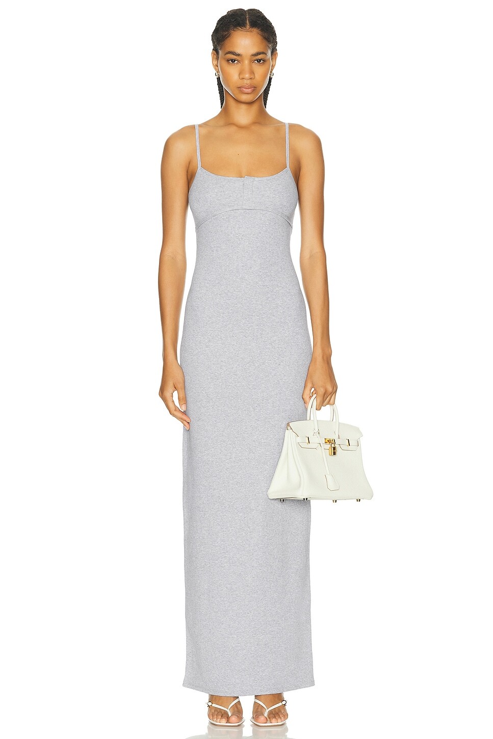 

Платье макси в рубчик на бретельках Grlfrnd, цвет Heather Grey