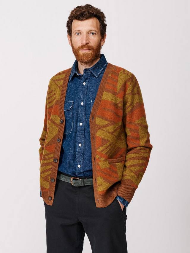 

Кардиган Blake из шерсти и кашемира с геометрическим узором Aubin, Rust/Multi