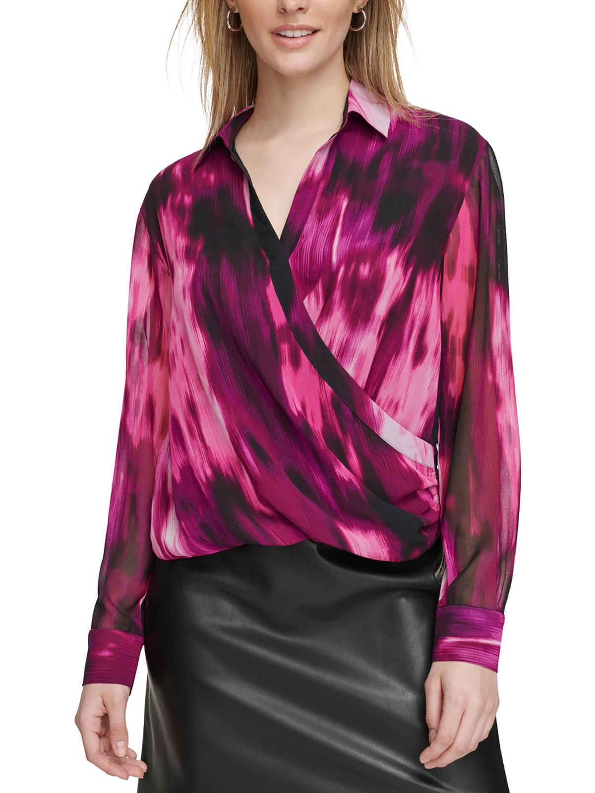 

Женский шифоновый топ с принтом Calvin Klein, цвет black/aubergine