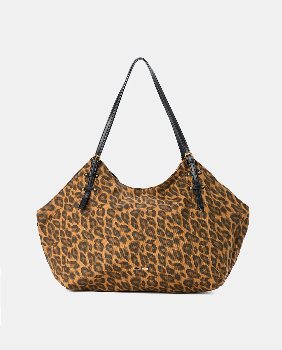 

Сумка-шоппер с анималистичным принтом и чехлом для ноутбука Tintoretto, коричневый