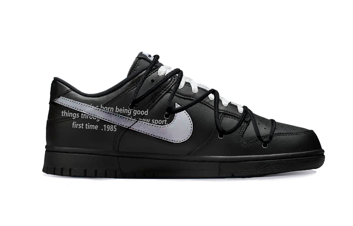 Nike Мужские кожаные износостойкие низкие скейтбордные кроссовки Dunk Ziyao, серебристо-черный — фото 3