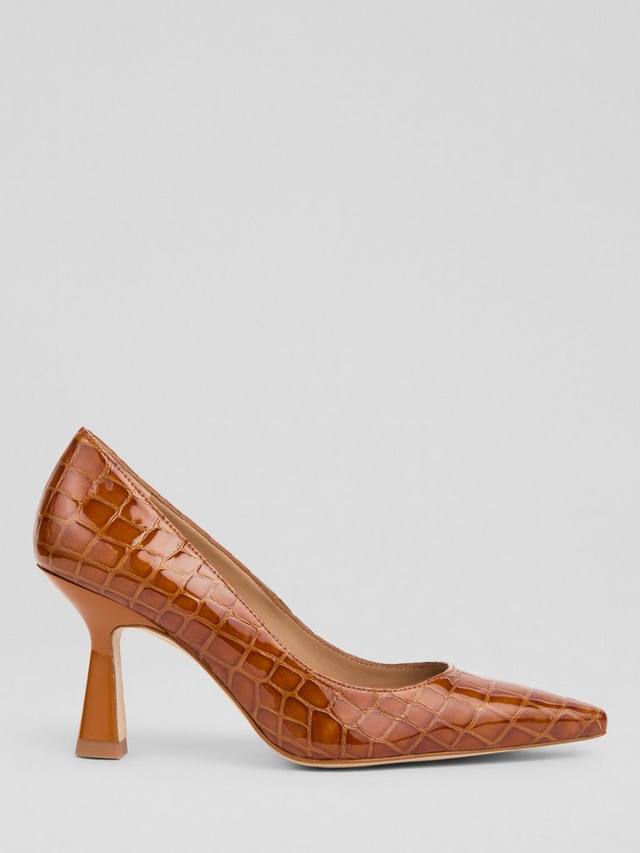 Florena Leather туфли-лодочки на каблуке kitten heel с эффектом крокодила L.K.Bennett, Tan