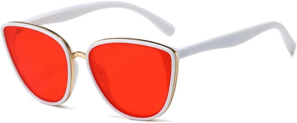 

Винтажные солнцезащитные очки «кошачий глаз» для женщин с защитой от УФ-излучения UV400 и зеркальным покрытием, популярный, модный и роскошный стиль TYUVIVO, White-red