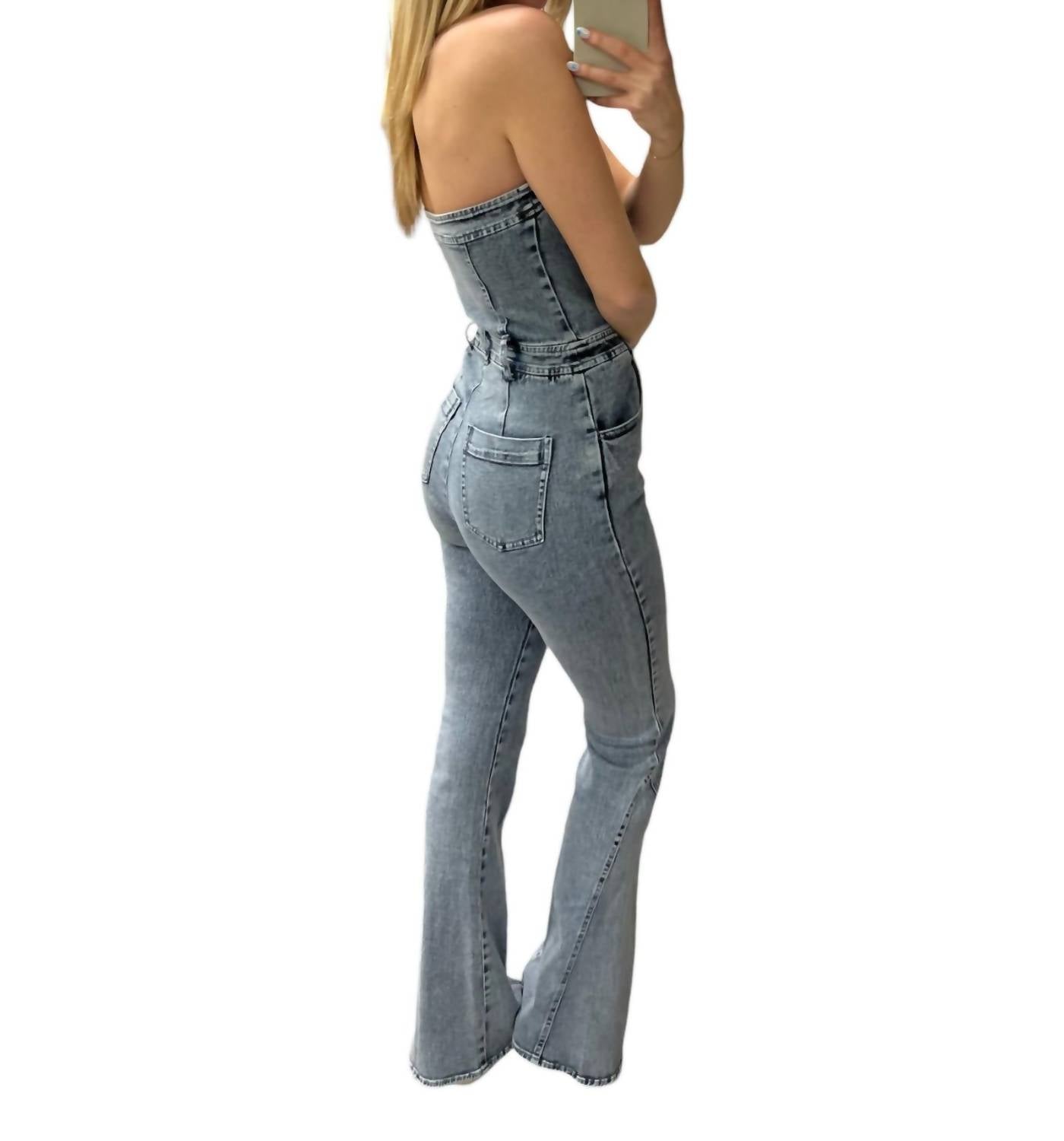 

Комбинезон Debbie Tube в дениме Blue Blush, цвет denim