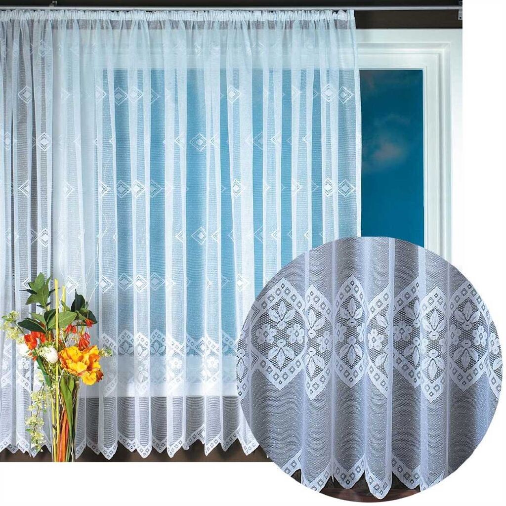 

Штора с люверсами, прозрачная штора »Uni«, ВxШ, 175x140 см. Bordeaux Stores, люверсы для штор, отделка свинцовой лентой, гостиная, 20332-cn Arsvita, белый