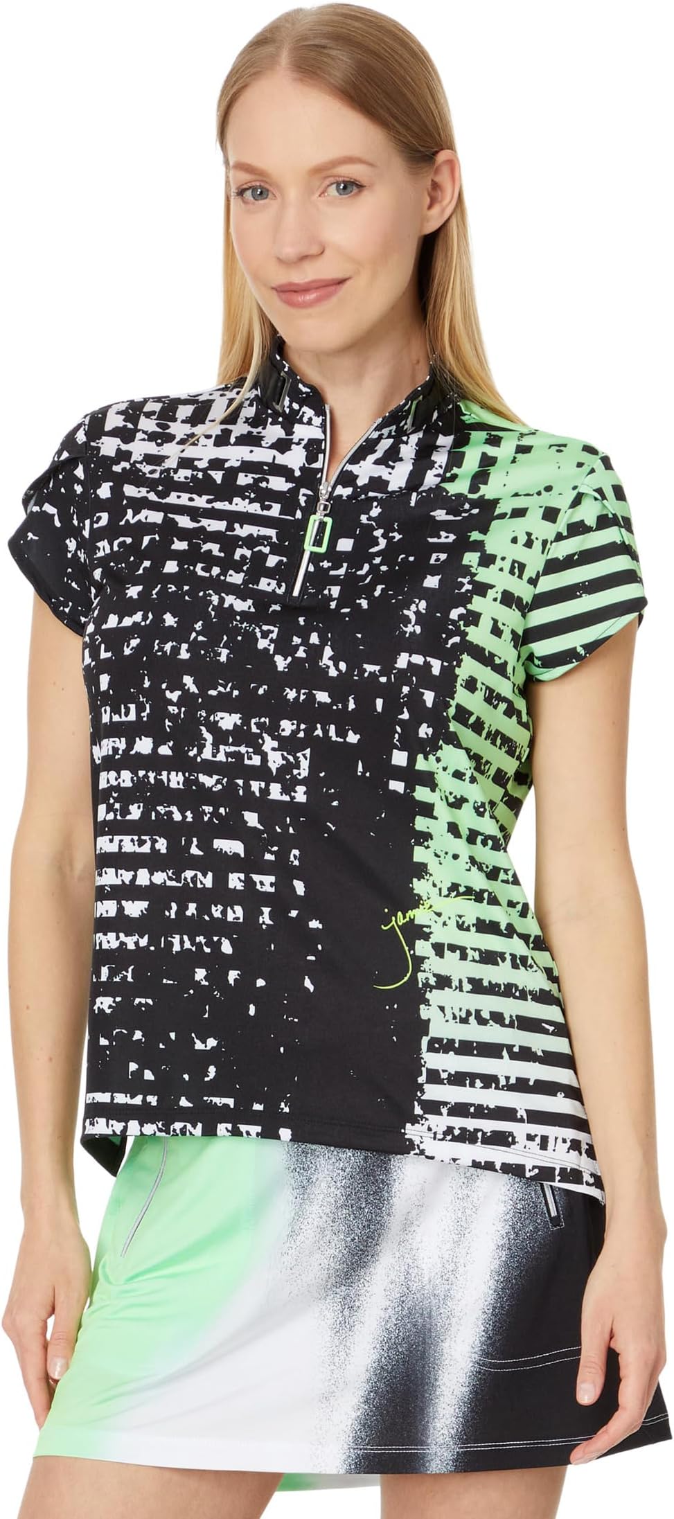

Топ Jamie Sadock Distressed Plaid Short Sleeve Top, цвет Jet