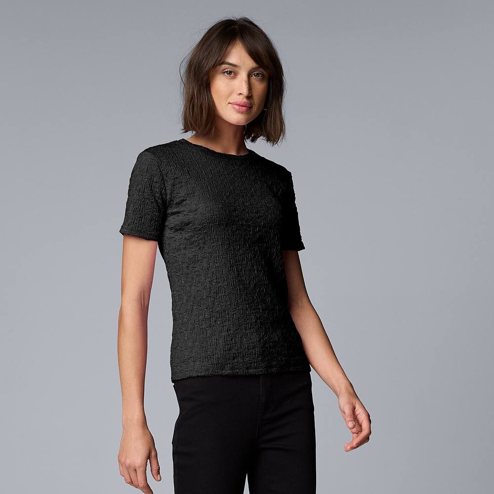 

Женская текстурированная футболка Simply Vera Vera Wang, черный