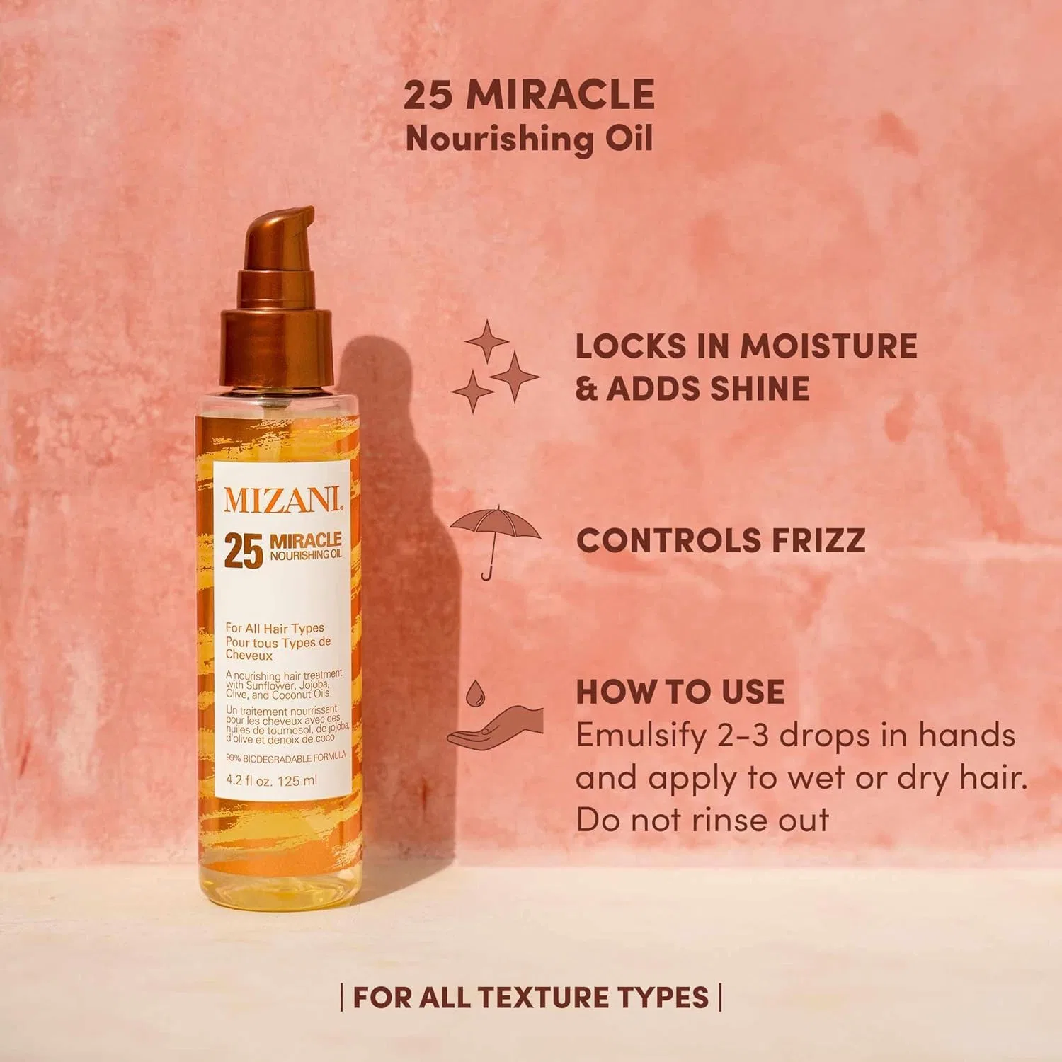 Питательное масло для волос «25 Miracle Nourishing Hair Oil» 125 мл от Mizani Mizani — фото 4