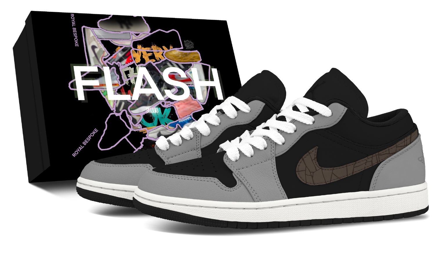 

Jordan Air 1 Crack Gray, в коробке Кожа, нескользящая и износостойкая подошва, низкие кроссовки