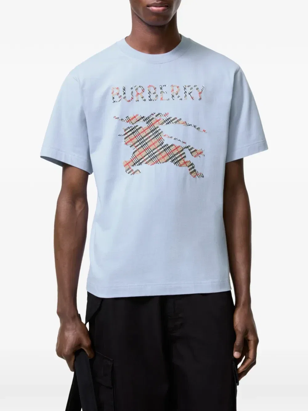 Футболка BURBERRY Knight с декоративной строчкой, синий — фото 2
