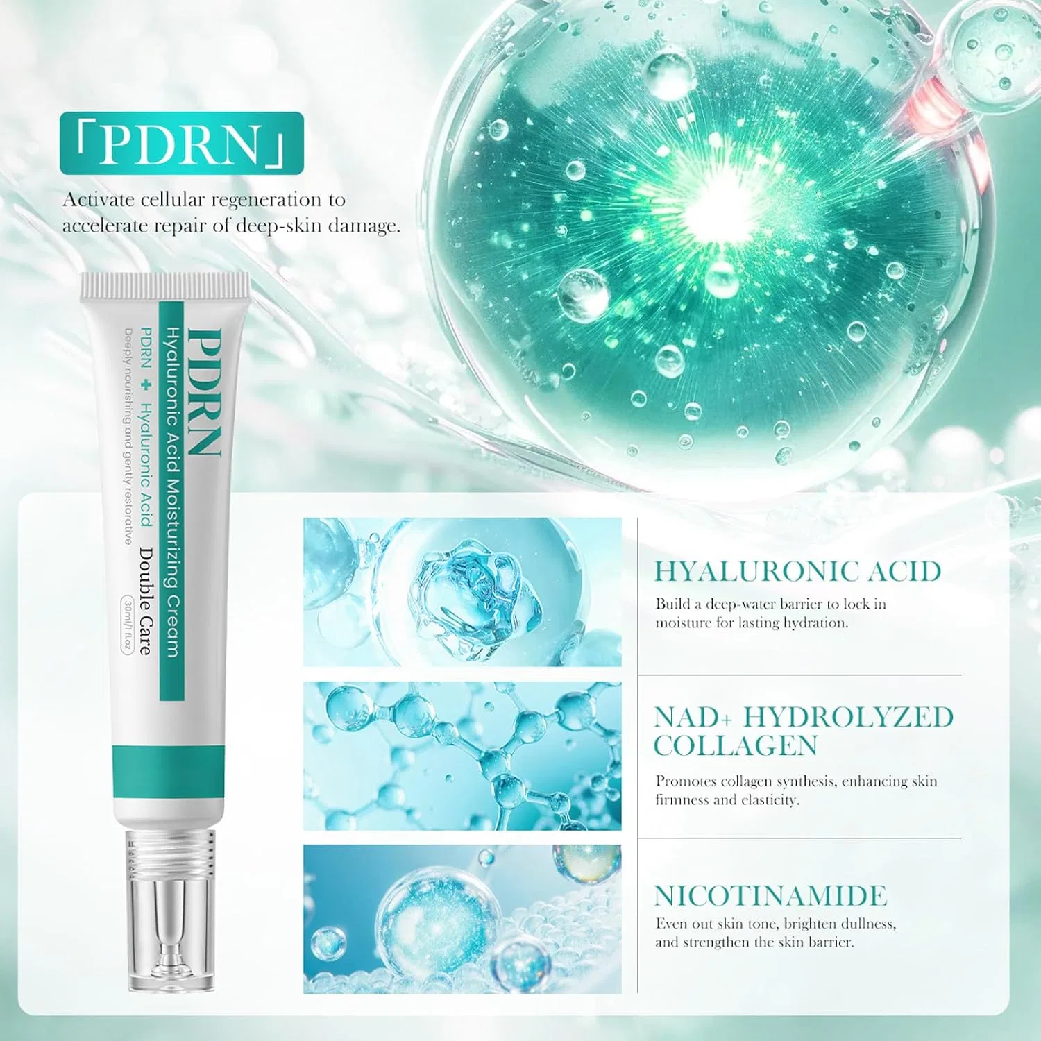 Увлажняющий крем PDRN Hyaluronic Acid для лица 30 мл — фото 4