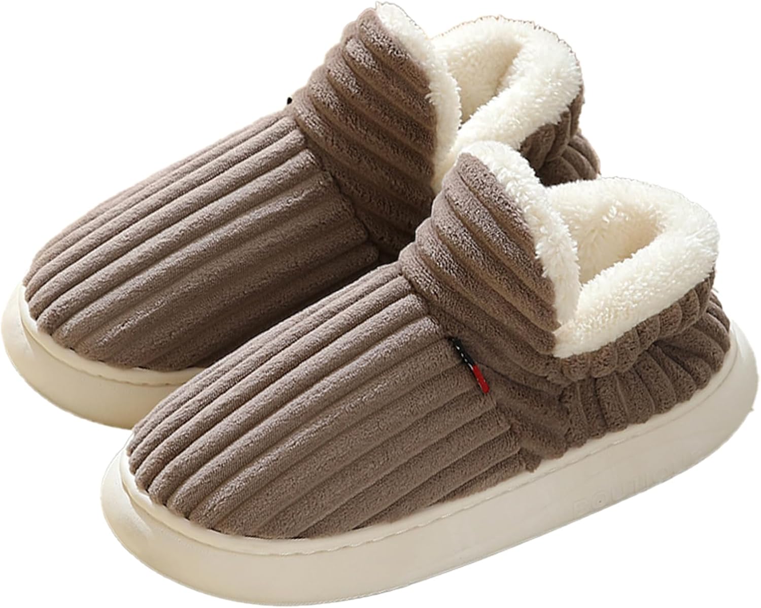 

Теплые тапочки с флисовой подкладкой, уютные и теплые для мужчин и женщин - зимние пушистые с толстой подошвой для дома и улицы Yozti, коричневый