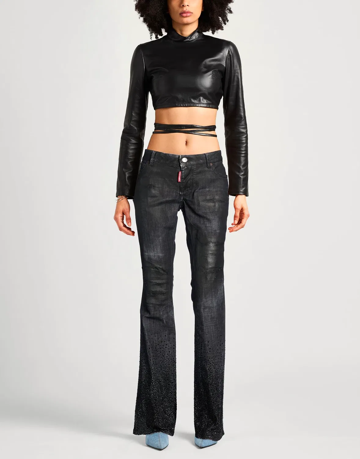 Джинсы клеш DSQUARED2 черные — фото 2