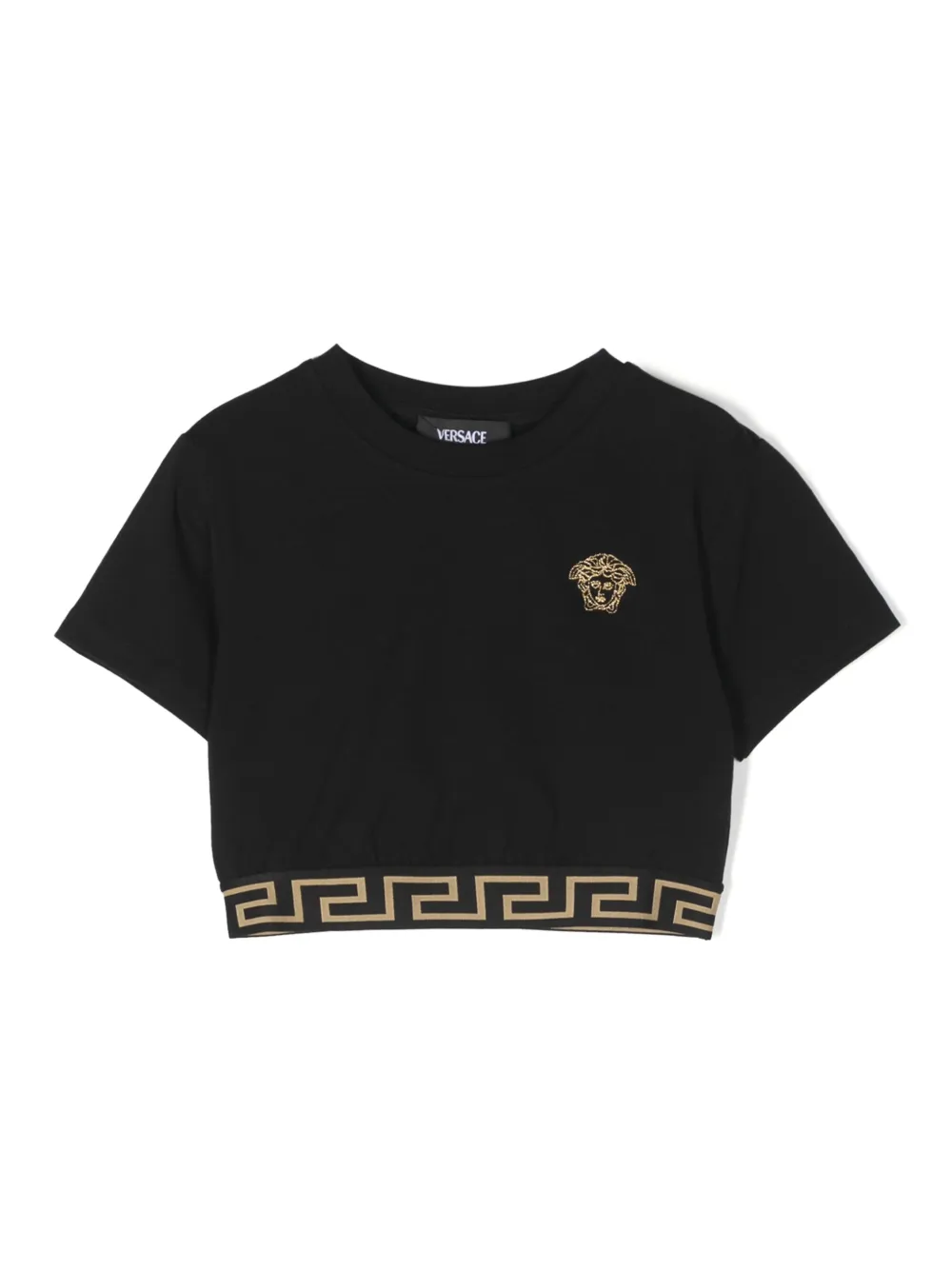 

Футболка с вышивкой Medusa Versace Kids, черный