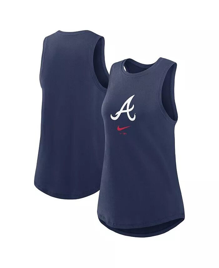 

Женская темно-синяя майка Atlanta Braves Legacy Icon с высоким воротом и модной отделкой Nike