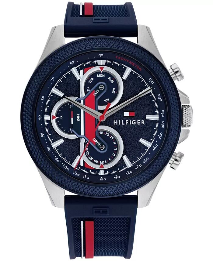 

Мужские многофункциональные синие силиконовые часы 46 мм Tommy Hilfiger