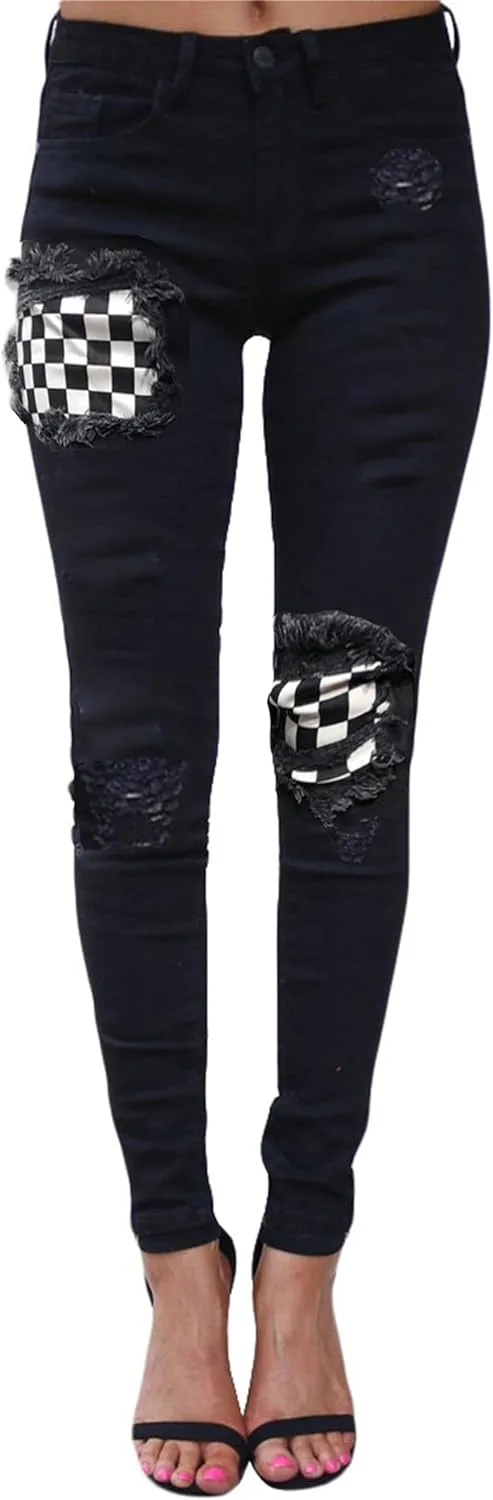 

Andongnywell женские джинсы Mid Waist с потертостями, Colombian Design, эффект подтяжки, облегающие