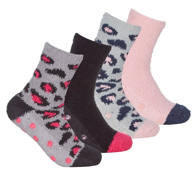 

Термальные противоскользящие пушистые тапочки с животным принтом Sock Snob, мультиколор