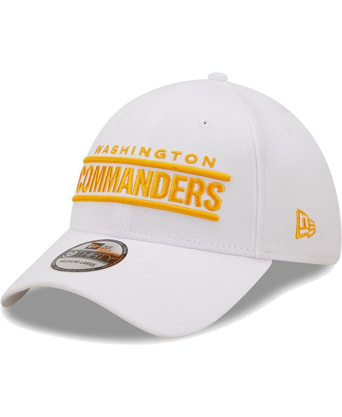 

Мужская белая кепка Washington Commanders Wordmark Iced II 39THIRTY Flex Hat New Era