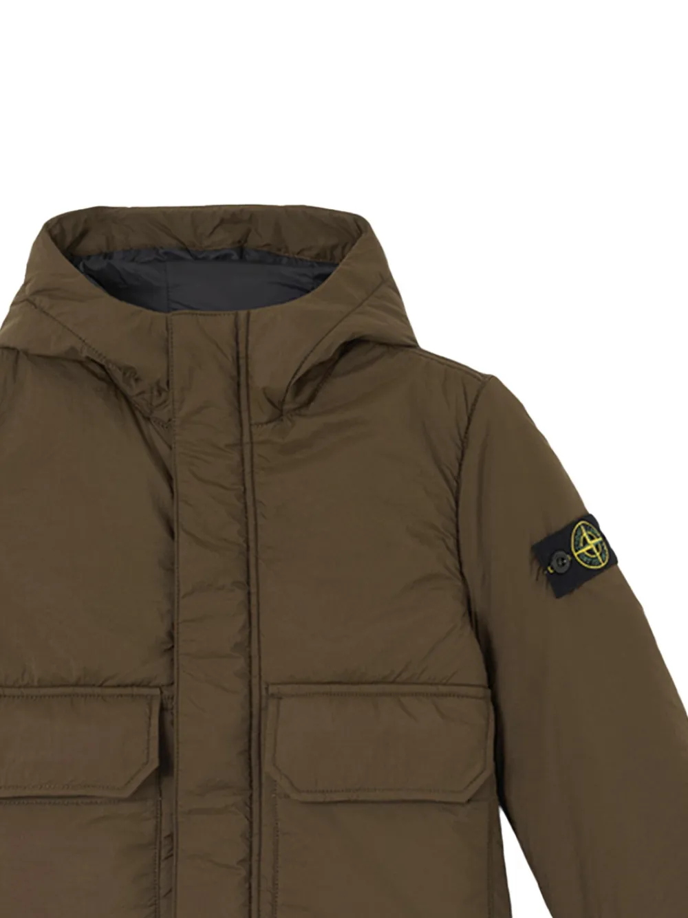 Куртка с капюшоном и нагрудными карманами с клапанами Stone Island Junior, зеленый — фото 2
