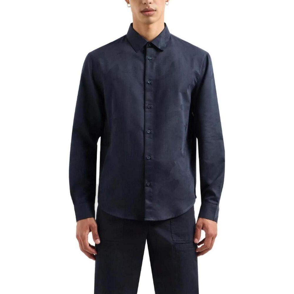 

Синяя хлопковая рубашка Armani Exchange