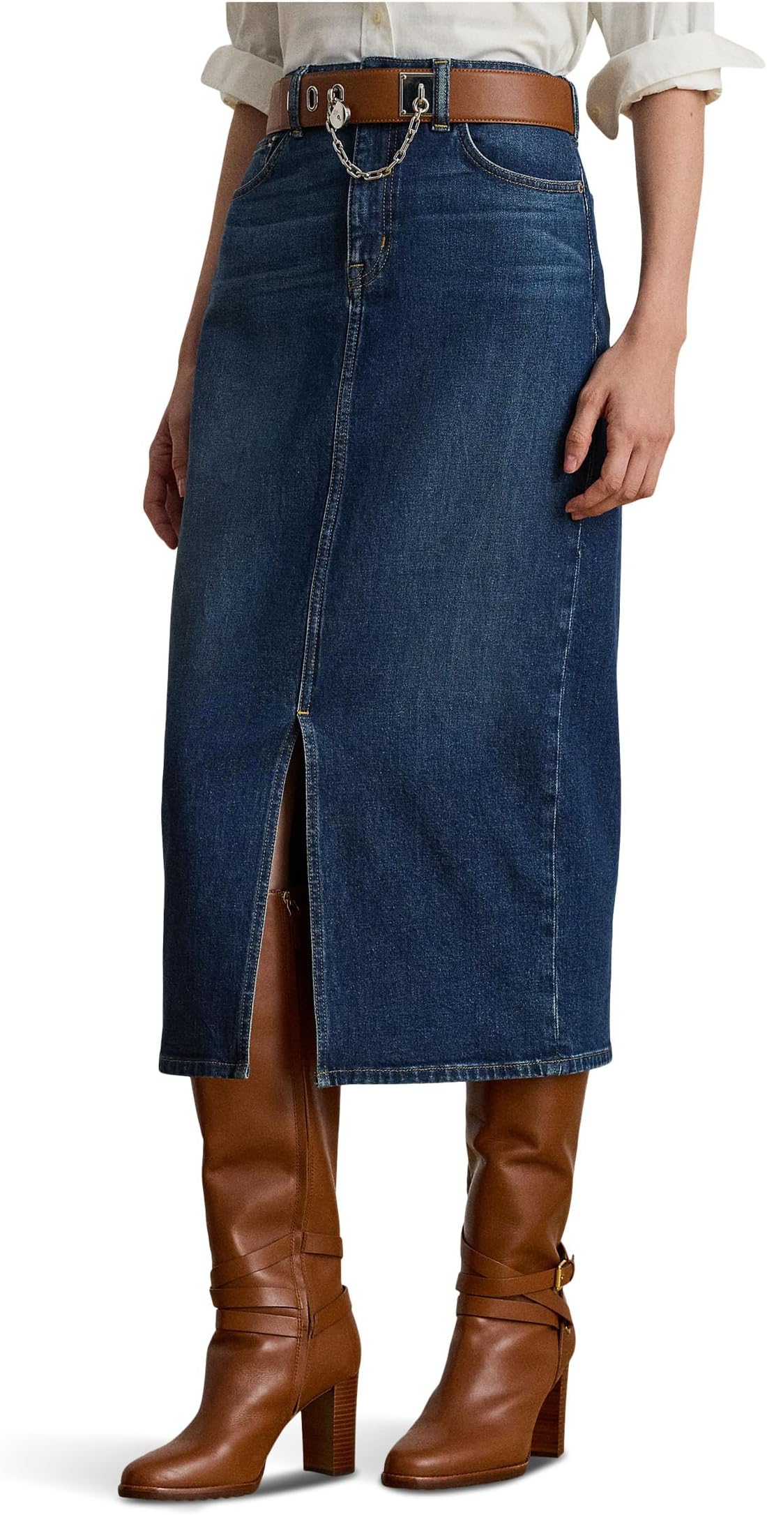 

Юбка Lauren Ralph Lauren Denim Midi Skirt, цвет Atecco Wash