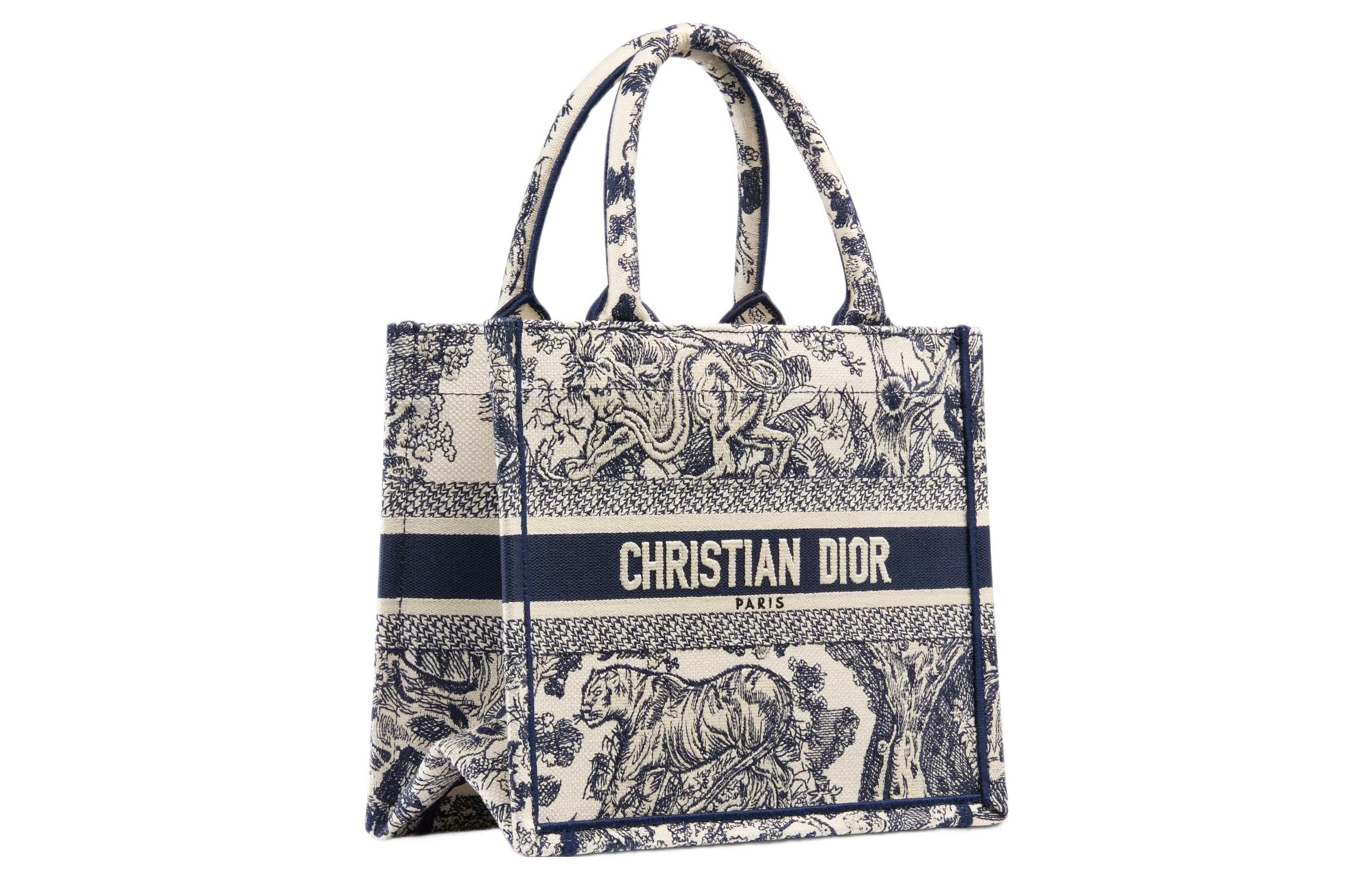 Dior Сумка-шоппер BookTote с вышивкой, женская сумка Trumpets, белая/морская синяя — фото 2