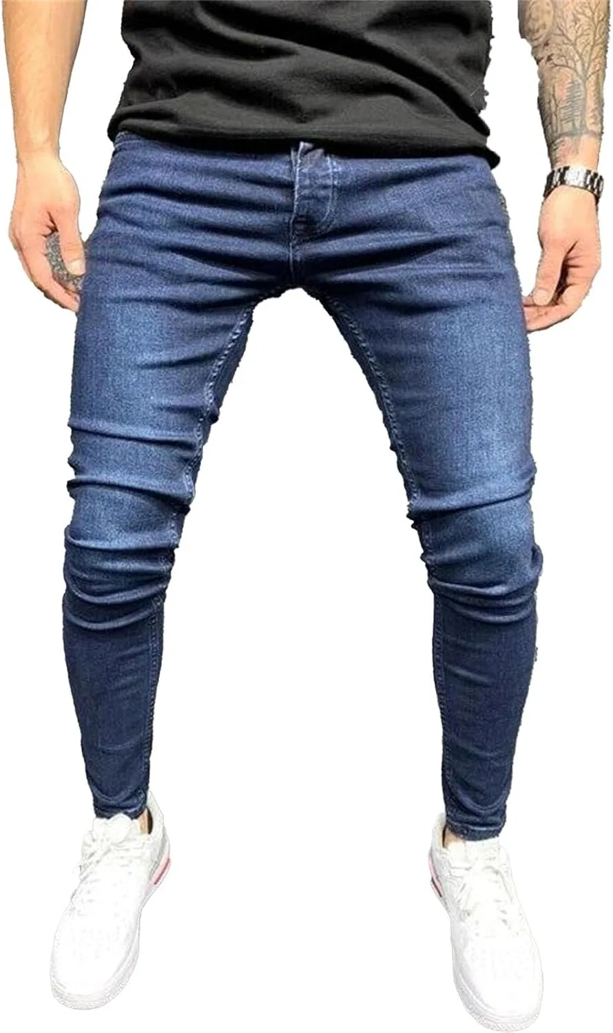 Джинсы скинни, темно-синие, Men's Stretch Skinny Jeans
