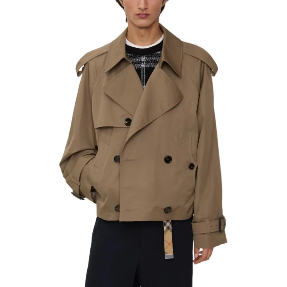 Укороченный тренч Burberry из габардина, коричневый — фото 2
