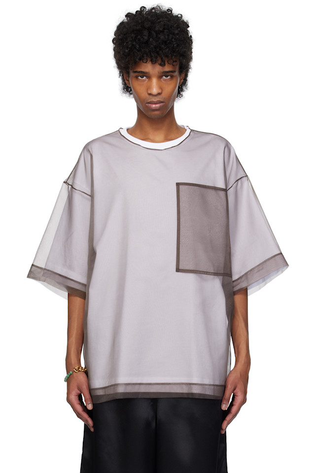 

Полупрозрачная накидка-футболка Dries Van Noten, белый