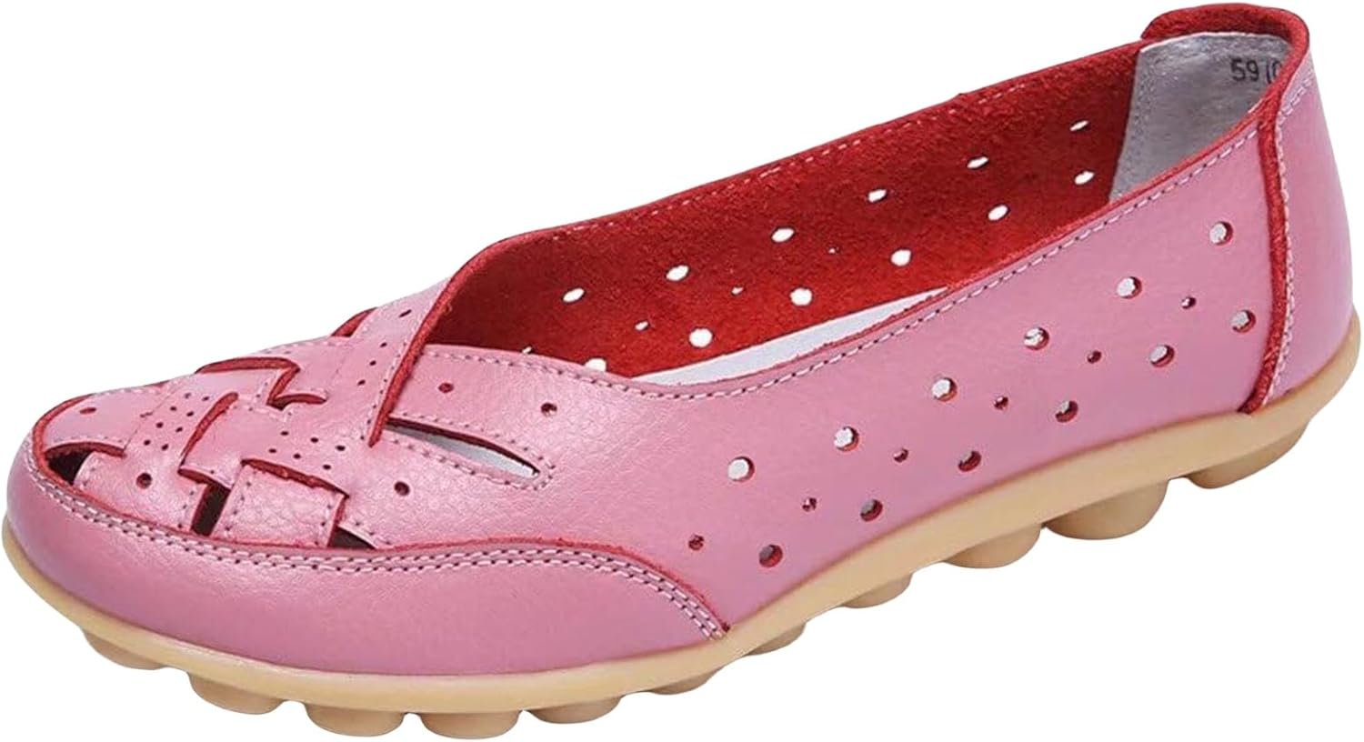 

Женские дышащие комфортные лоферы для прогулок и офиса, кожаные балетки с открытым носком, ортопедические лоферы с вырезами, модные повседневные балетки, удобная обувь, сандалии Generic, розовый