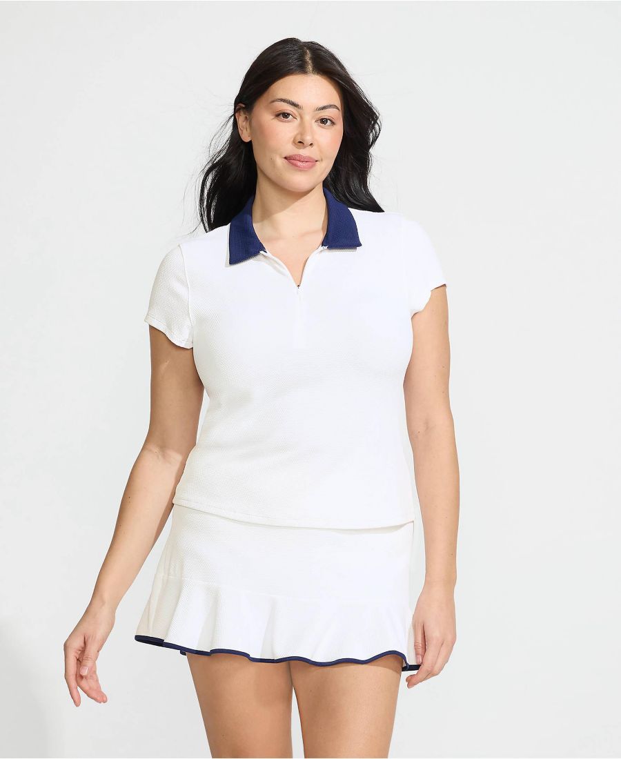 

Защитная футболка от солнца большого размера с коротким рукавом и воротником-стойкой UPF 50 из пике Lands' End, White/deep sea navy, Белый, Защитная футболка от солнца большого размера с коротким рукавом и воротником-стойкой UPF 50 из пике Lands' End, Whi