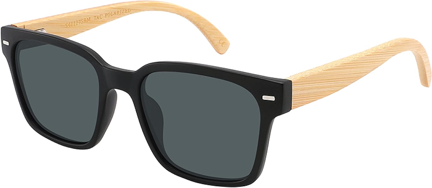 

Солнцезащитные очки Edge I-Wear из бамбукового дерева в роговой оправе с плоскими линзами и пружинным шарниром для мужчин и женщин EDGEIWEAR, Matte Black & Light Brown Bamboo Temples