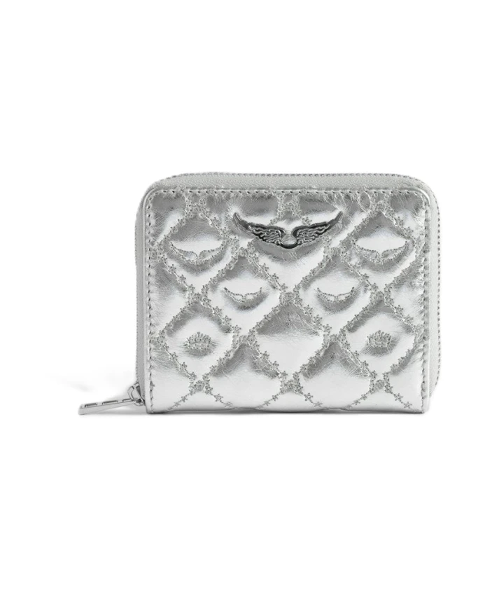 

Миниатюрный металлический кошелек с монограммой ZV. Zadig & Voltaire, серый