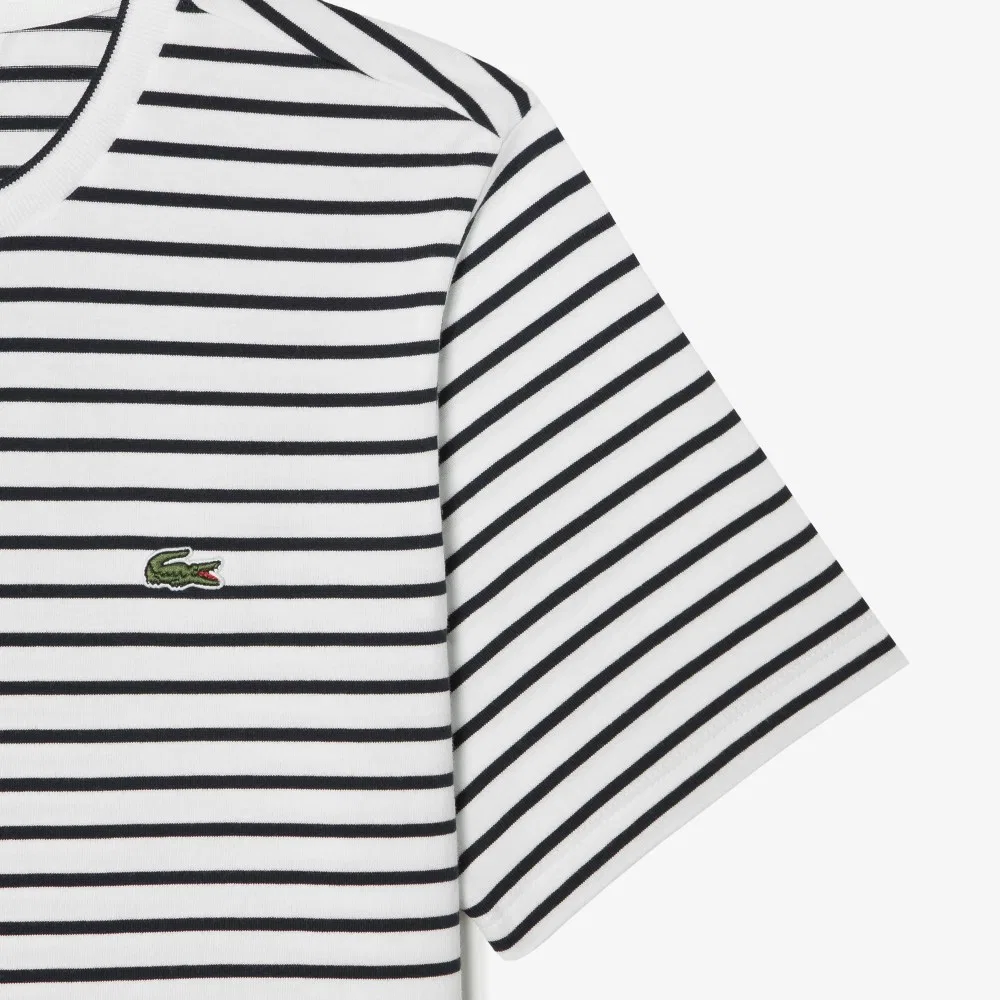 Женская полосатая футболка тёмно-синяя от Lacoste — фото 3