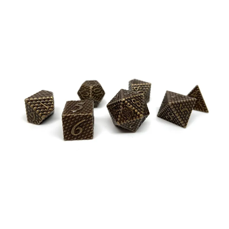 

Полимерный набор «Чешуйка дракона» — золотой (7), Dice - Metal 7 Piece Poly Sets (Easy Roller Dice)