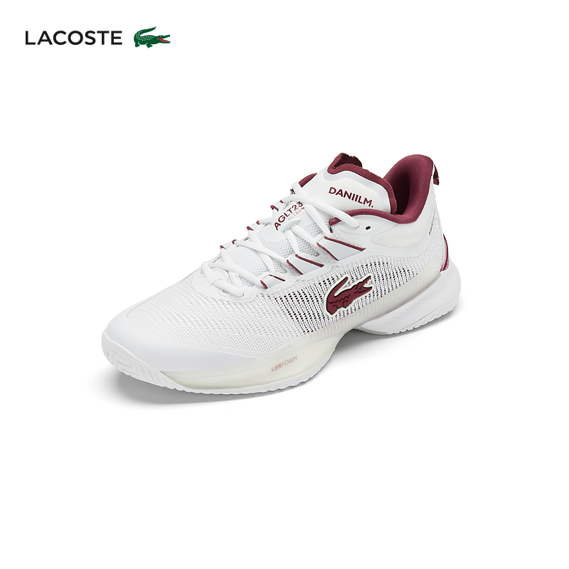 

Кроссовки Lacoste French Crocodile X Medvedev Series AG-LT спортивные, белый / бордовый