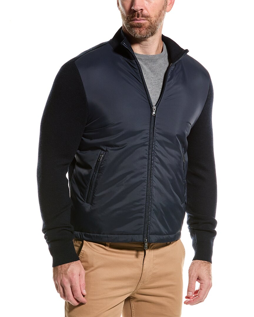 

Шерстяная куртка с трикотажным воротником Bruno Magli, синий